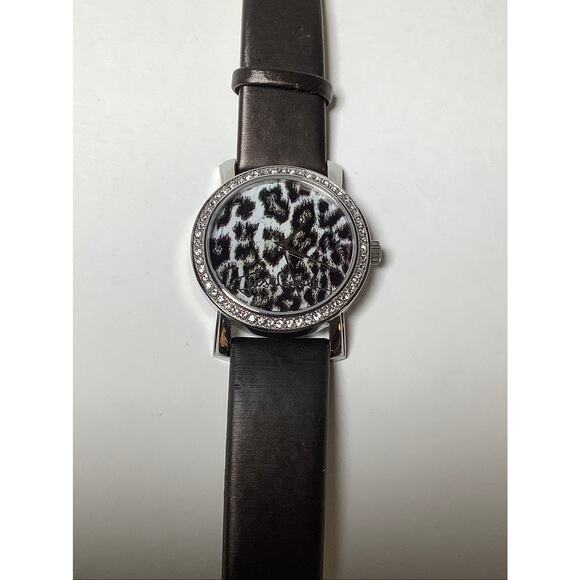 Just Cavalli Brown Leather Leopard Dial Crystal Rhinestone Bezel Watch F11-10 main image 6